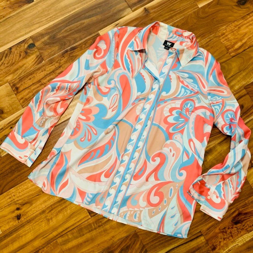 W by Worth Pucci Style Button Down Blouse